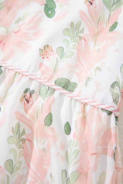 Floral And Striped Mixed Print A Line Mini Dress