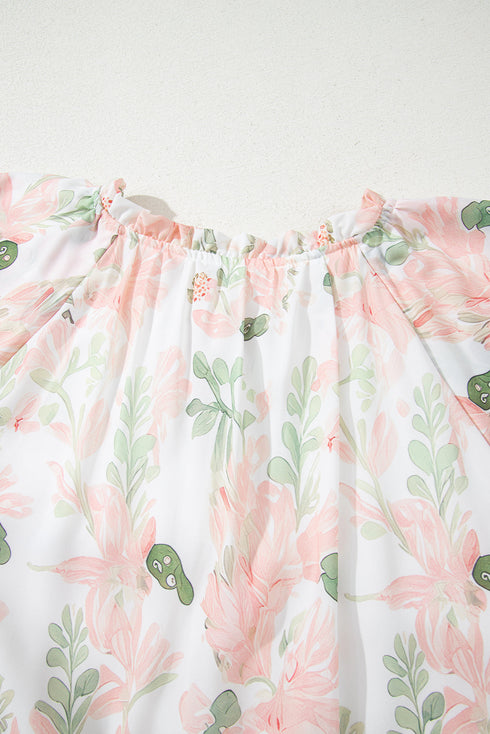 Floral And Striped Mixed Print A Line Mini Dress