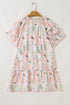 Floral And Striped Mixed Print A Line Mini Dress
