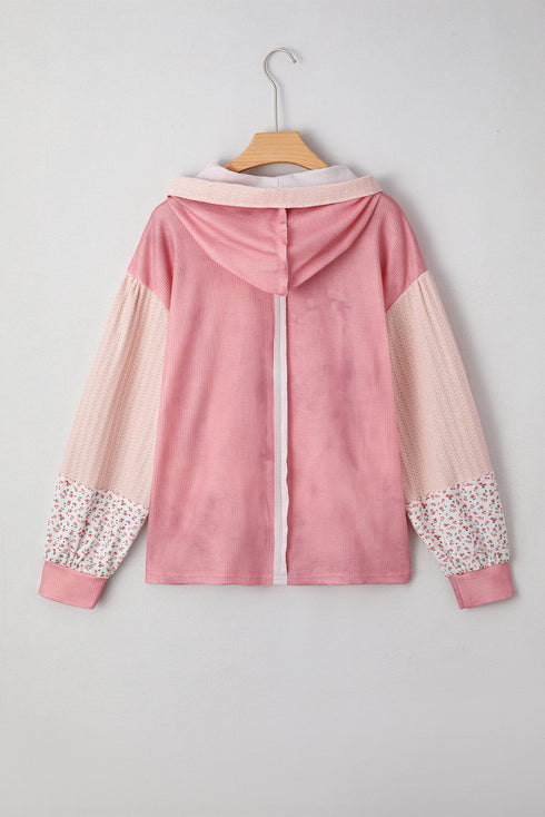 Floral Appliqu? Waffle Knit Long Sleeve Top