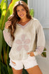 Floral Appliqu? Waffle Knit Long Sleeve Top