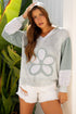 Floral Appliqu? Waffle Knit Long Sleeve Top