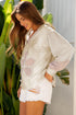 Floral Appliqu? Waffle Knit Long Sleeve Top
