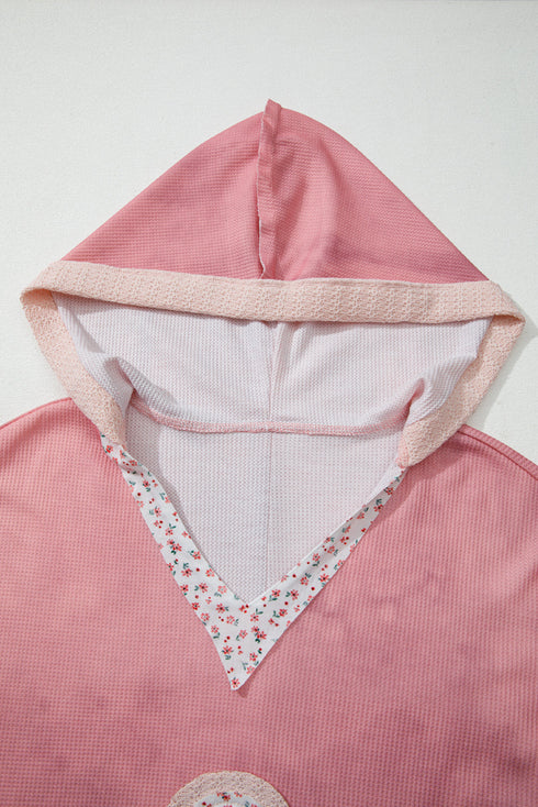 Floral Appliqu? Waffle Knit Long Sleeve Top