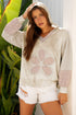 Floral Appliqu? Waffle Knit Long Sleeve Top
