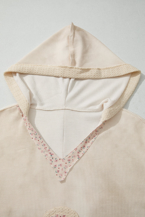 Floral Appliqu? Waffle Knit Long Sleeve Top