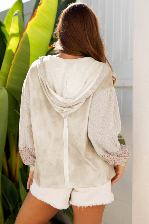 Floral Appliqu? Waffle Knit Long Sleeve Top
