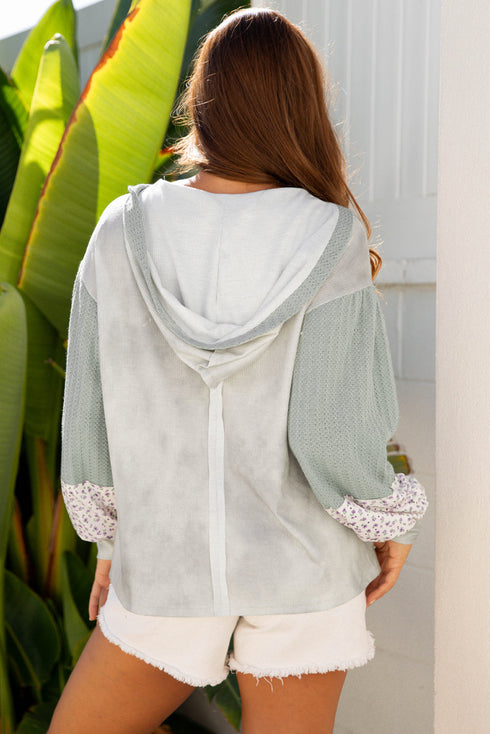 Floral Appliqu? Waffle Knit Long Sleeve Top