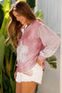 Floral Appliqu? Waffle Knit Long Sleeve Top