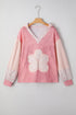 Floral Appliqu? Waffle Knit Long Sleeve Top