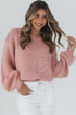 Floral Appliqué Bubble Sleeve Drop Shoulder Sweater