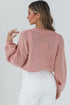 Floral Appliqué Bubble Sleeve Drop Shoulder Sweater