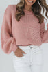 Floral Appliqué Bubble Sleeve Drop Shoulder Sweater