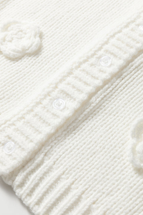 Floral Applique Button Front Sweater Knit Tank Top