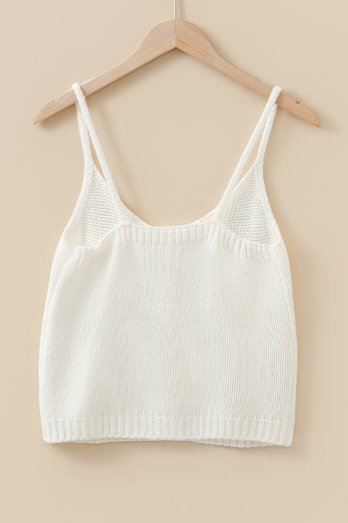 Floral Applique Button Front Sweater Knit Tank Top
