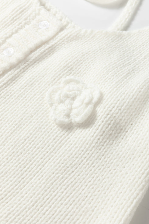 Floral Applique Button Front Sweater Knit Tank Top