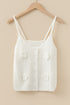 Floral Applique Button Front Sweater Knit Tank Top