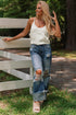 Floral Applique Button Front Sweater Knit Tank Top