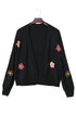Floral Applique Drop Shoulder Bubble Sleeve Cardigan
