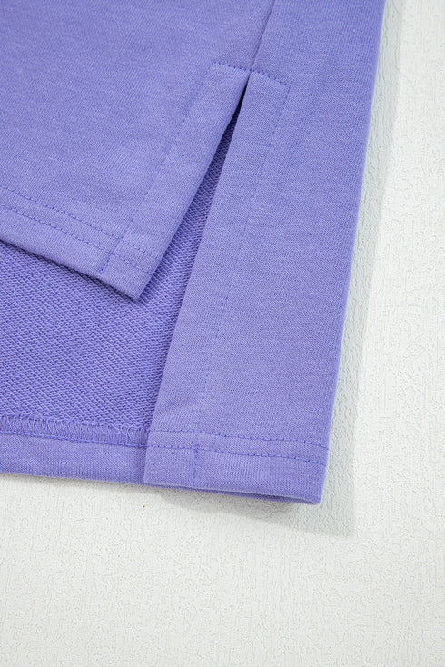 Floral Applique Drop Shoulder Patchwork Sleeve Oversized Pullover Sweatshirt