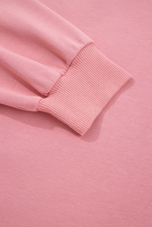 Floral Applique Drop Shoulder Patchwork Sleeve Oversized Pullover Sweatshirt