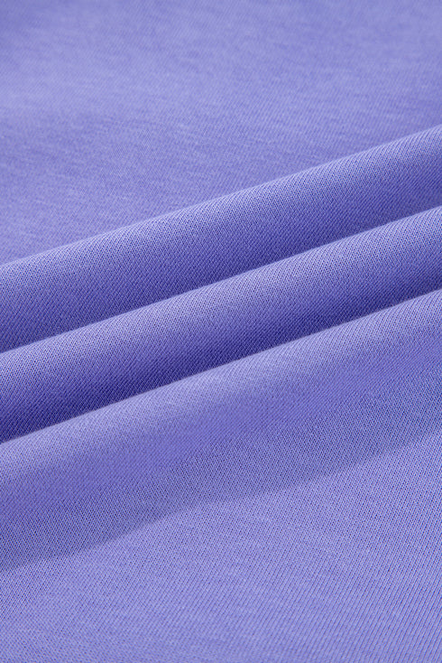 Floral Applique Drop Shoulder Patchwork Sleeve Oversized Pullover Sweatshirt