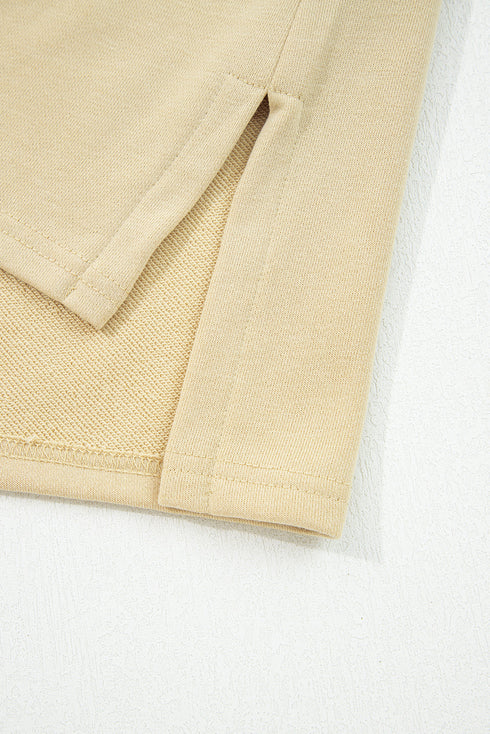 Floral Applique Drop Shoulder Patchwork Sleeve Oversized Pullover Sweatshirt