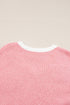 Floral Applique Drop Shoulder V Neck Knit Sweater