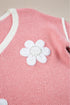Floral Applique Drop Shoulder V Neck Knit Sweater