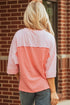 Floral Applique Exposed Seam Bracelet Sleeve Oversized Top