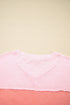 Floral Applique Exposed Seam Bracelet Sleeve Oversized Top