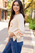 Floral Applique Exposed Seam Wide Sleeve Graphic Tee