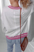Floral Applique Mixed Media Lace Detail Pullover Sweatshirt