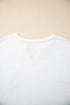 Floral Applique Notched V Neck Dolman Sleeve Top