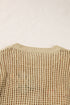 Floral Applique Open Knit Mesh Short Sleeve Top