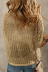 Floral Applique Open Knit Mesh Short Sleeve Top