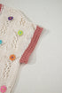 Floral Applique Open Stitch V Neck Sweater Top