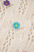 Floral Applique Open Stitch V Neck Sweater Top