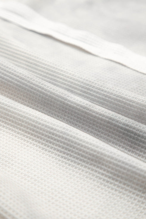 Floral Applique Patchwork V Neck Waffle Knit Drop Shoulder Long Sleeve Top