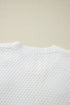 Floral Applique Pointelle Knit Crew Neck Sweater