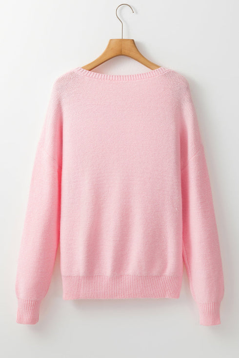 Floral Applique Shoulder Detail Soft Knit Sweater