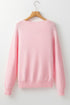 Floral Applique Shoulder Detail Soft Knit Sweater