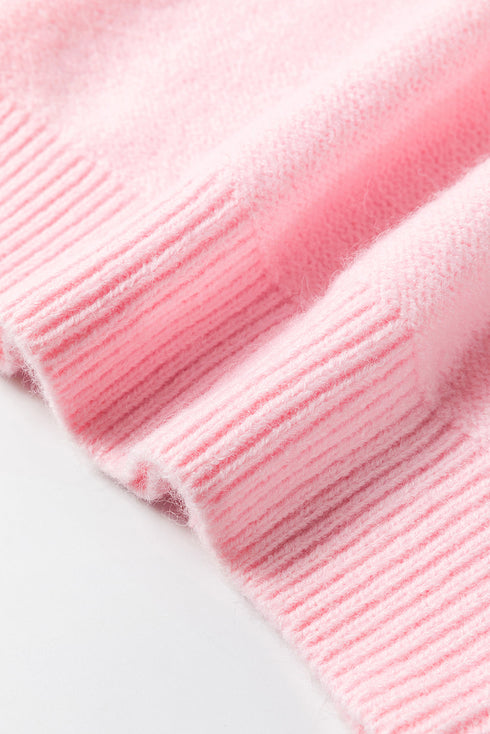 Floral Applique Shoulder Detail Soft Knit Sweater