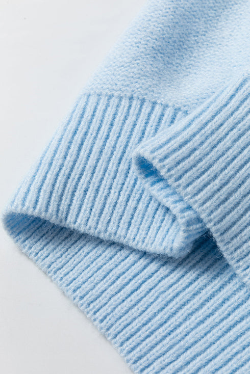 Floral Applique Shoulder Detail Soft Knit Sweater