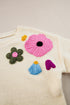 Floral Applique Shoulder Detail Soft Knit Sweater