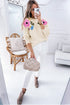 Floral Applique Shoulder Detail Soft Knit Sweater
