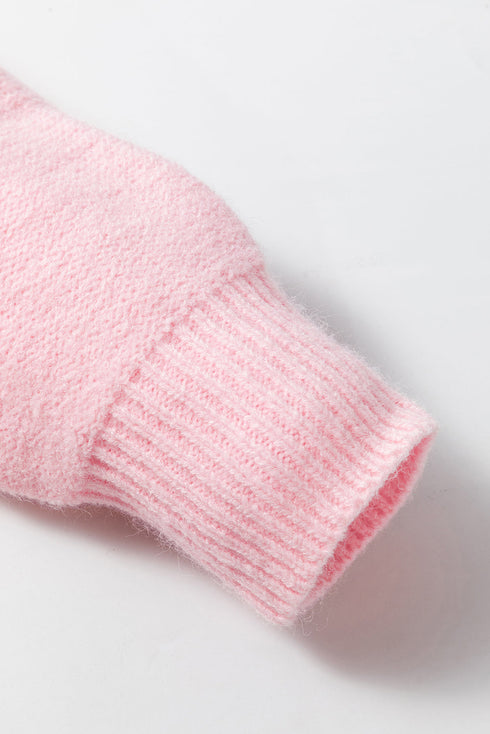 Floral Applique Shoulder Detail Soft Knit Sweater