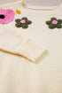 Floral Applique Shoulder Detail Soft Knit Sweater