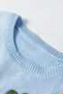 Floral Applique Shoulder Detail Soft Knit Sweater