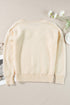 Floral Applique Shoulder Detail Soft Knit Sweater